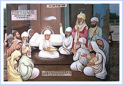 When Guru Ji realised that his time has come for ascenscion, he took a coconut and 5 paise and uttered these words " Baba Basehe je Gram Bakaley" - meaning that the next Guru (his Grandfather- Guru Teg Bahadur) ) resides in the village of Bakala - who will take over the Guru Ship after him.